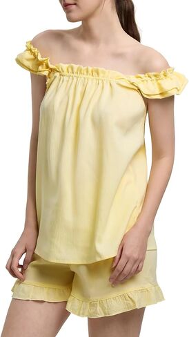 Womens Pajamas Set 2 Piece Ruffle Pj Set Lightweight Summer Pajamas Tank and Shorts Bridal Pj in Saudi Arabia