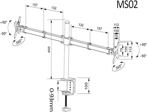 DL-MS02 Desk Stand Full Motion 360 Degree Steel Dual Monitor Stand 10"-27" Clip Base Monitor Mount Arm Load 9.9kg in Saudi Arabia