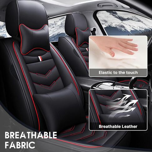 Car Seat Cover 7 Seats for Ford Explorer 2000-2025, Waterproof Durable Premium Leather Car Seat Protector, Comfortable Anti-Slip Stylish Sport Seat Cover(7 Seats Luxury,Black Red) in Saudi Arabia
