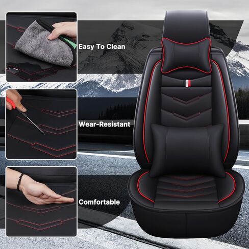 Car Seat Cover 7 Seats for Ford Explorer 2000-2025, Waterproof Durable Premium Leather Car Seat Protector, Comfortable Anti-Slip Stylish Sport Seat Cover(7 Seats Luxury,Black Red) in Saudi Arabia