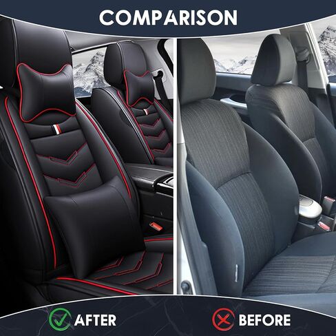 Car Seat Cover 7 Seats for Ford Explorer 2000-2025, Waterproof Durable Premium Leather Car Seat Protector, Comfortable Anti-Slip Stylish Sport Seat Cover(7 Seats Luxury,Black Red) in Saudi Arabia