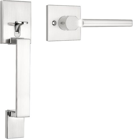 Probrico Heavy Duty Front Door Handleset, Modern Square Exterior Passage Door Handle, Exterior Entry Door Lever Reversible for Right or Left Handed, Gold,1Pack in Kuwait