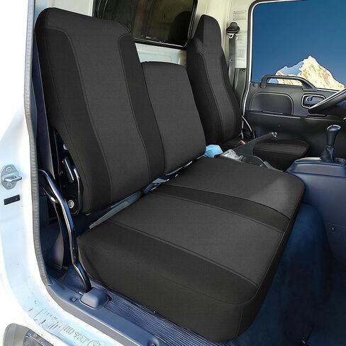 أغطية مقاعد Isuzu NPR 40/60 Split Bench Custom 1995 1996 1997 1998 1999 2000 2001 2002 2003 2004 2005 نسيج محبوك مع حشوة إسفنجية ناعمة قابلة للتنفس جلد صناعي أسود in Saudi Arabia