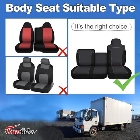 Seat Covers for Isuzu NPR 40/60 Split Bench Custom 1995 1996 1997 1998 1999 2000 2001 2002 2003 2004 2005 Knitted Fabric with Soft Foam Padding Breathable Faux Leather Black in Saudi Arabia