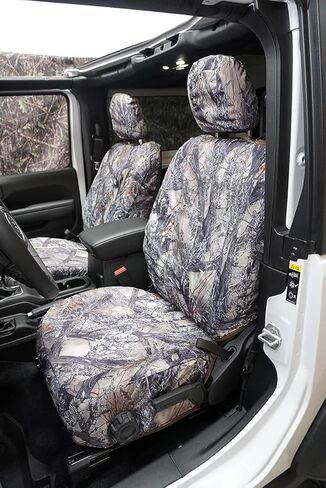 أغطية مقاعد Durafit J1662-MC2C متوافقة مع 2018-2024 Jeep Wrangler وGladiator وWilly 4 أبواب أمامية مع مساند رأس قابلة للتعديل. مقاوم للماء كامو إندورا in Saudi Arabia