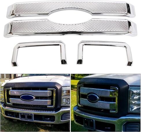 KUAFU مصبغة تريم متوافقة مع 2011-2016 فورد F-250 F-350 F-450 F-550 سوبر واجب شبكة أمامية غطاء الشواية الكروم البلاستيك (ABS) in Saudi Arabia