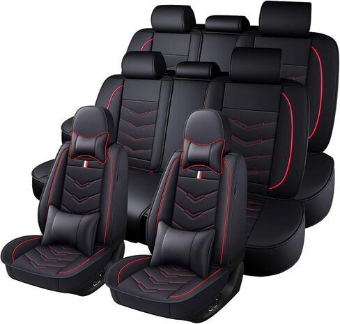 Car Seat Cover 7 Seats for Ford Explorer 2000-2025, Waterproof Durable Premium Leather Car Seat Protector, Comfortable Anti-Slip Stylish Sport Seat Cover(7 Seats Luxury,Black Red) in Saudi Arabia