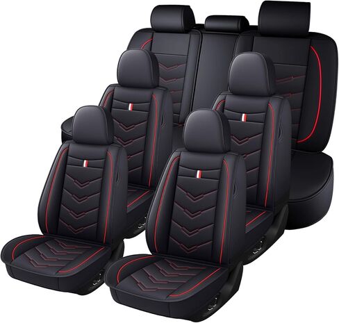Car Seat Cover 7 Seats for Ford Explorer 2000-2025, Waterproof Durable Premium Leather Car Seat Protector, Comfortable Anti-Slip Stylish Sport Seat Cover(7 Seats Luxury,Black Red) in Saudi Arabia
