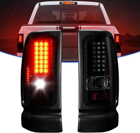 مصباح خلفي LED لسيارة دودج رام 1500 1994-2001، لسيارة دودج 2500 3500 1994-2002، مجموعة الضوء الخلفي لمصباح الفرامل الخلفية، عدسات دخان الإسكان الأسود in Saudi Arabia