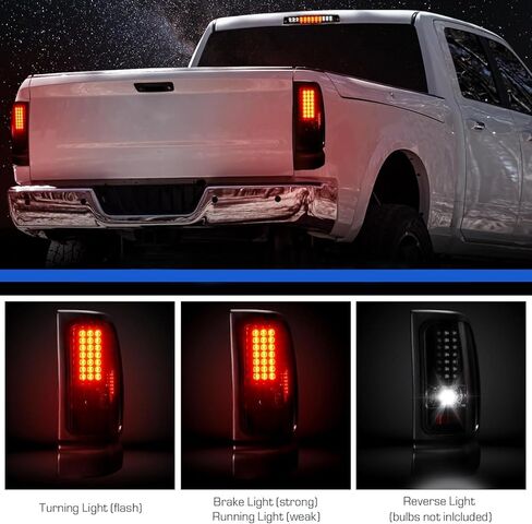 مصباح خلفي LED لسيارة دودج رام 1500 1994-2001، لسيارة دودج 2500 3500 1994-2002، مجموعة الضوء الخلفي لمصباح الفرامل الخلفية، عدسات دخان الإسكان الأسود in Saudi Arabia