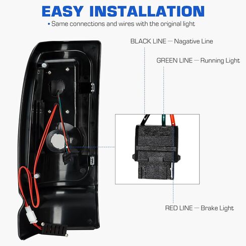مصباح خلفي LED لسيارة دودج رام 1500 1994-2001، لسيارة دودج 2500 3500 1994-2002، مجموعة الضوء الخلفي لمصباح الفرامل الخلفية، عدسات دخان الإسكان الأسود in Saudi Arabia