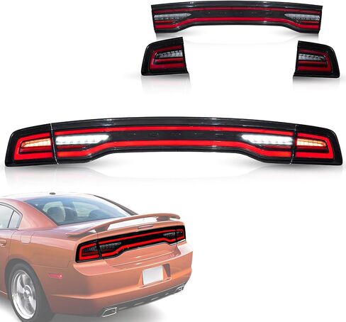 VLAND LED Tail Lights For Dodge Charger 2011-2014 7th Gen Pre Facelift, With Sequential Red Turn Signal & Startup Animation, Driver & Passenger Side in Saudi Arabia