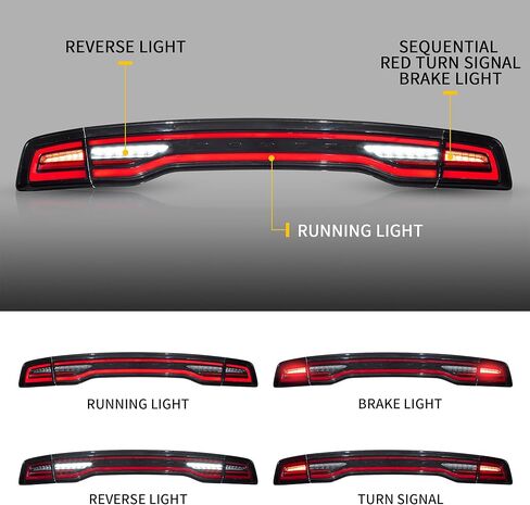 VLAND LED Tail Lights For Dodge Charger 2011-2014 7th Gen Pre Facelift, With Sequential Red Turn Signal & Startup Animation, Driver & Passenger Side in Saudi Arabia