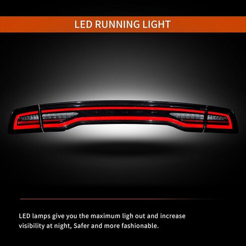 VLAND LED Tail Lights For Dodge Charger 2011-2014 7th Gen Pre Facelift, With Sequential Red Turn Signal & Startup Animation, Driver & Passenger Side in Saudi Arabia