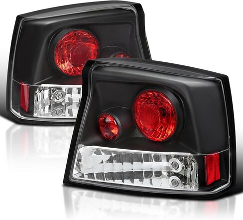 SPEC-D TUNING Black Housing Clear Lens Tail Lights Compatible with 2005-2010 Dodge Charger, Left + Right Pair Assembly in Saudi Arabia