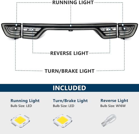 3PCS Tail Light Set Assembly Compatible for Dodge Durango 2014-2022 LED Smoked Black Rear Lamp Left Driver Side + Right Passenger Side + Center in Kuwait