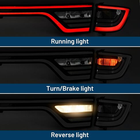 3PCS Tail Light Set Assembly Compatible for Dodge Durango 2014-2022 LED Smoked Black Rear Lamp Left Driver Side + Right Passenger Side + Center in Kuwait