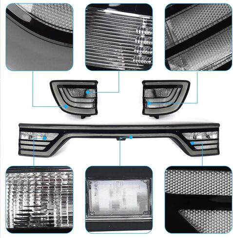 3PCS Tail Light Set Assembly Compatible for Dodge Durango 2014-2022 LED Smoked Black Rear Lamp Left Driver Side + Right Passenger Side + Center in Kuwait