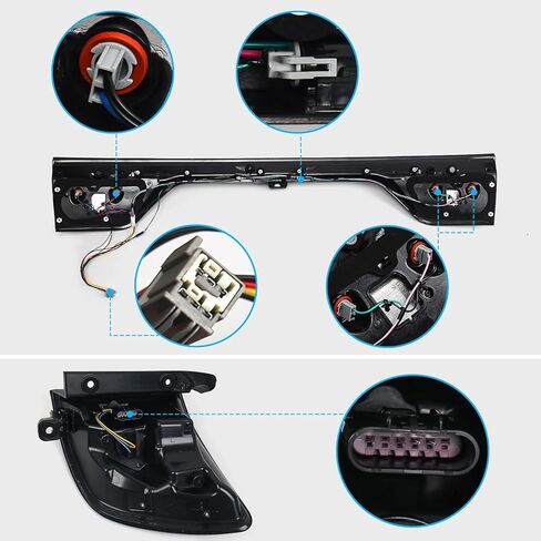 3PCS Tail Light Set Assembly Compatible for Dodge Durango 2014-2022 LED Smoked Black Rear Lamp Left Driver Side + Right Passenger Side + Center in Kuwait