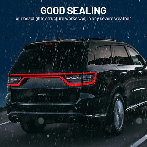 3PCS Tail Light Set Assembly Compatible for Dodge Durango 2014-2022 LED Smoked Black Rear Lamp Left Driver Side + Right Passenger Side + Center in Kuwait