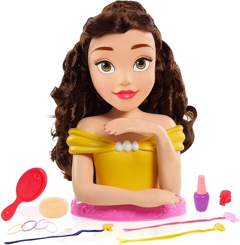 Disney Princess Deluxe 14 بوصة Belle Styling Head مع 12 إكسسوارات تصفيف الشعر ، 13 قطعة ، ألعاب Kids للأعمار 3 حتى اللعب فقط in Kuwait
