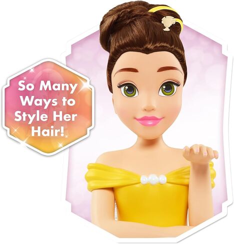 Disney Princess Deluxe 14 بوصة Belle Styling Head مع 12 إكسسوارات تصفيف الشعر ، 13 قطعة ، ألعاب Kids للأعمار 3 حتى اللعب فقط in Kuwait