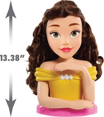 Disney Princess Deluxe 14 بوصة Belle Styling Head مع 12 إكسسوارات تصفيف الشعر ، 13 قطعة ، ألعاب Kids للأعمار 3 حتى اللعب فقط in Kuwait