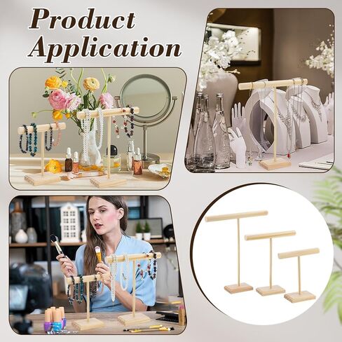 FREEBLOSS Wood T-Bar Jewelry Display Stand قلادة حامل أبراج المجوهرات سوار عرض قلادة حامل منظم للمنزل النساء هدية سهلة التجميع المطلوبة in Saudi Arabia