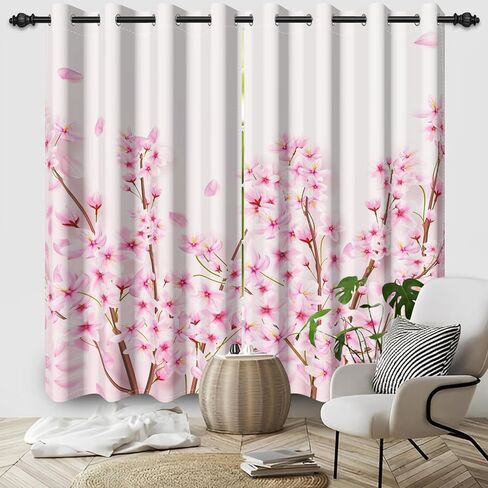 CSFOTO Watercolor Flowers Blackout Curtains for Bedroom Spring Plant Flowers Living Room Decoration Curtains 2 Panels Set, Thermal Insulated Light Blocking, 42x84 Inches in Kuwait