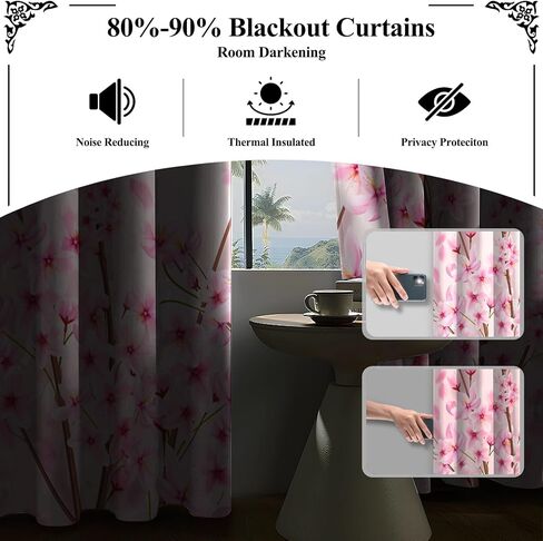 CSFOTO Watercolor Flowers Blackout Curtains for Bedroom Spring Plant Flowers Living Room Decoration Curtains 2 Panels Set, Thermal Insulated Light Blocking, 42x84 Inches in Kuwait