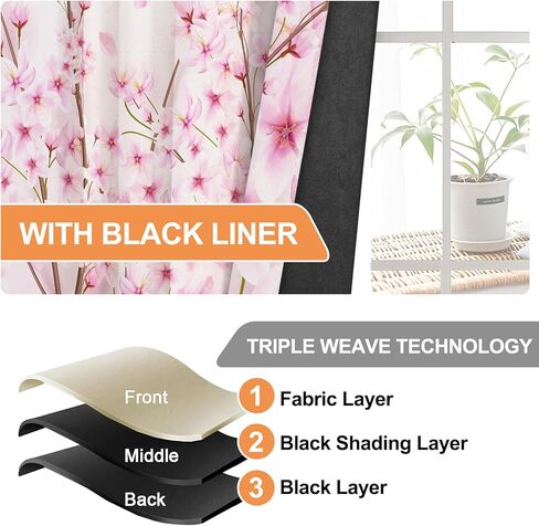 CSFOTO Watercolor Flowers Blackout Curtains for Bedroom Spring Plant Flowers Living Room Decoration Curtains 2 Panels Set, Thermal Insulated Light Blocking, 42x84 Inches in Kuwait