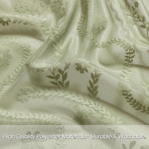 Sage Green Sheer Curtains 63 Inches Long 2 Panel,Rod Pocket Privacy Light Filtering Lace Window Panels,Elegant Farmhouse Cute Tassel Boho Floral Semi-Sheer Drapes for Bedroom Living Room in Kuwait