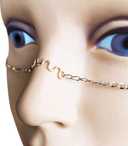 Gold Face Chain with Feathers and Turquoise Beads - Gothic Face Chain - Face Accessories in Kuwait