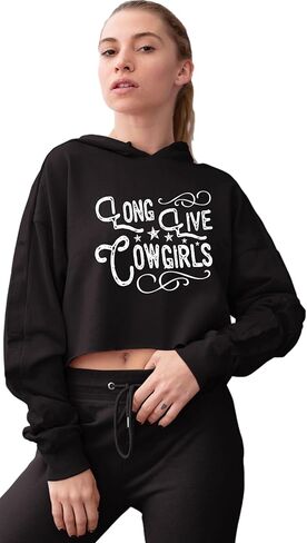 كنزة قصيرة بغطاء للرأس من Go All Out Long Live Cowgirls Country Western Girl فكرة هدية للنساء in Kuwait