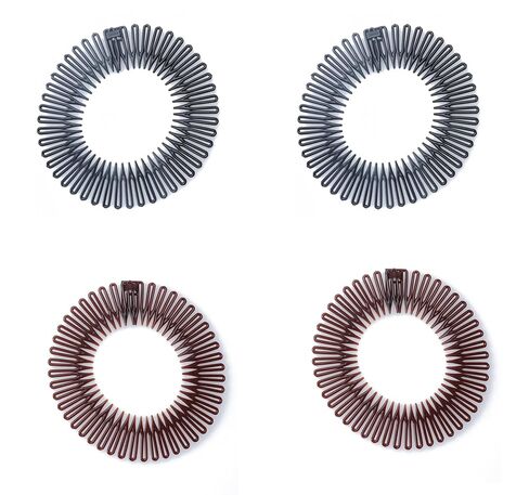 Sowaka 4 Pcs Circular Stretch Comb Plastic Black Brown Circle Spring Headband Flexible Hair Wrap Holder Hair Comb for Women Girls Outgoing Sports Hair Accessories (Round - Multi Color) in Saudi Arabia
