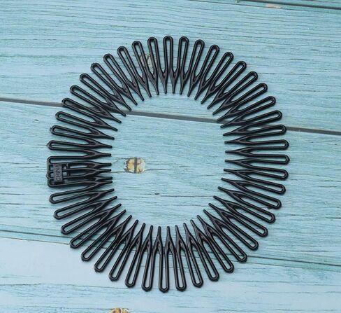 Sowaka 4 Pcs Circular Stretch Comb Plastic Black Brown Circle Spring Headband Flexible Hair Wrap Holder Hair Comb for Women Girls Outgoing Sports Hair Accessories (Round - Multi Color) in Saudi Arabia