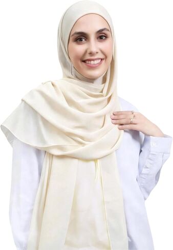 طقم حجاب فوري 3 في 1 وشاح حجاب شيفون للنساء مع مغناطيس مدمج وأغطية رأس تحت الغطاء in Kuwait