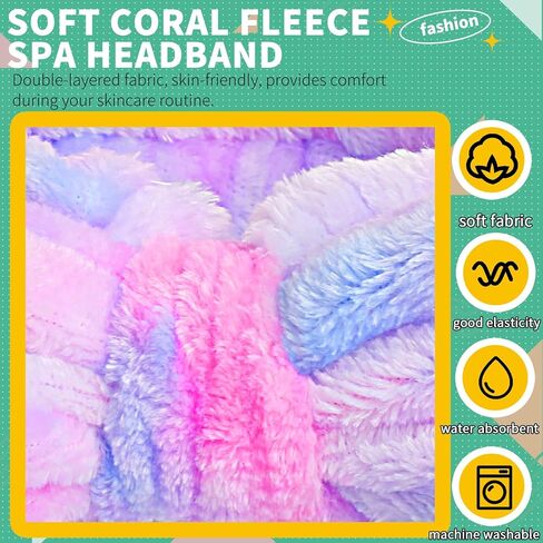 WSYUB Spa Headband and Wristband Set with Hair Scrunchies, Face Wash Headbands, Makeup Skincare Headband Wrist Bands for Washing Face,Easter Basket Stuffers in Kuwait