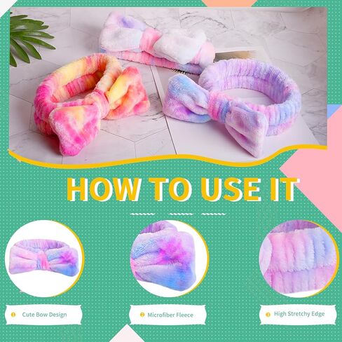 WSYUB Spa Headband and Wristband Set with Hair Scrunchies, Face Wash Headbands, Makeup Skincare Headband Wrist Bands for Washing Face,Easter Basket Stuffers in Kuwait