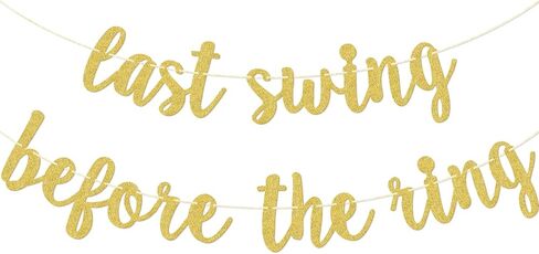 لافتة Last Swing Before the Ring، ديكور حفلات العزوبية، ديكورات حفلات الزفاف الرياضية من Pickleball Golf Tennis، ذهبي لامع in Kuwait