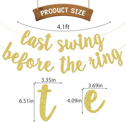 لافتة Last Swing Before the Ring، ديكور حفلات العزوبية، ديكورات حفلات الزفاف الرياضية من Pickleball Golf Tennis، ذهبي لامع in Kuwait