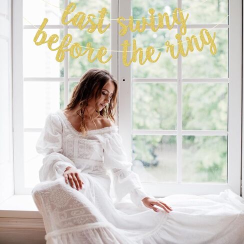 لافتة Last Swing Before the Ring، ديكور حفلات العزوبية، ديكورات حفلات الزفاف الرياضية من Pickleball Golf Tennis، ذهبي لامع in Kuwait