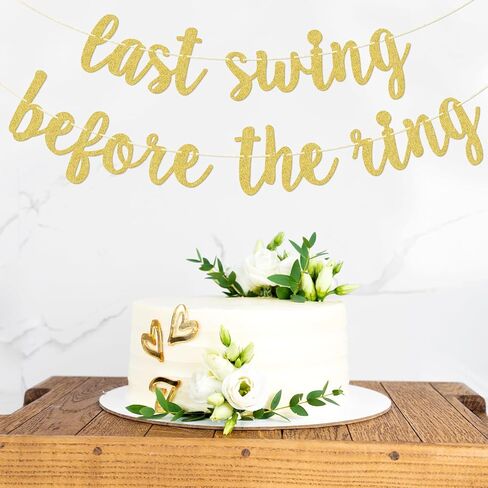 لافتة Last Swing Before the Ring، ديكور حفلات العزوبية، ديكورات حفلات الزفاف الرياضية من Pickleball Golf Tennis، ذهبي لامع in Kuwait