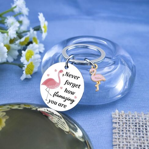 Flamingo Gifts Keychains for Women Inspirational Motivational Gift for Women Cheer Up Gifts for Woman Birthday Christmas Pink Flamingo Keychain for Female -Never Forget How Flamazing You Are in Saudi Arabia