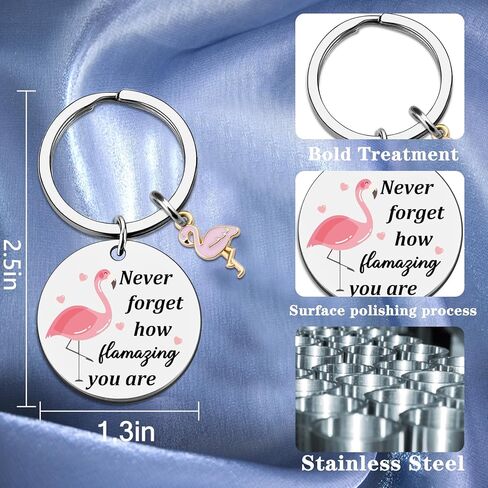 Flamingo Gifts Keychains for Women Inspirational Motivational Gift for Women Cheer Up Gifts for Woman Birthday Christmas Pink Flamingo Keychain for Female -Never Forget How Flamazing You Are in Saudi Arabia