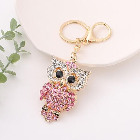 Lovely Owl Design Cute Sparkling Keychain Funny Key Chain Keyring Bag Wallet Accessories for Women in Saudi Arabia