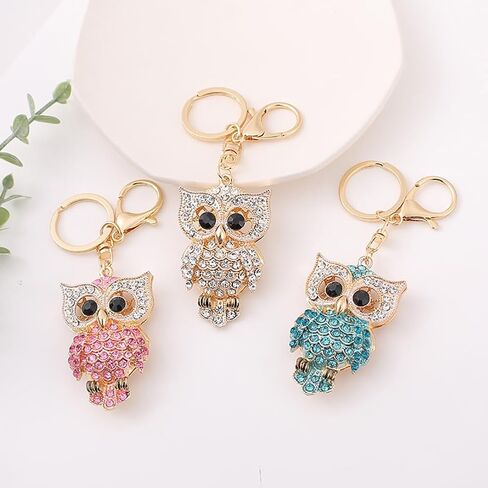 Lovely Owl Design Cute Sparkling Keychain Funny Key Chain Keyring Bag Wallet Accessories for Women in Saudi Arabia