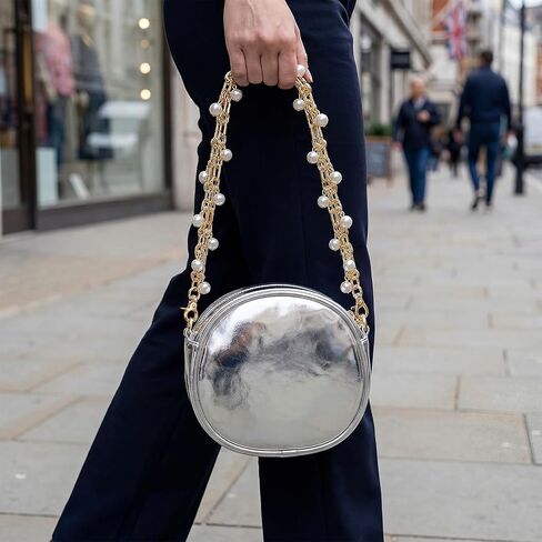Hinly Vintage Purse Bag Chain Charm for Women Gifts, 18.1 Inch Gold Short Bag Handle Strap Charms Chains Replacement Accessories for DIY Handbag Shoulder Crossbody Clutch Decoration(Chain Pearl) in Saudi Arabia