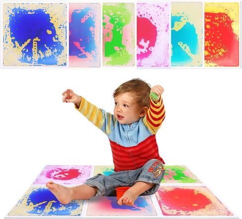 Sensory Floor Tiles Liquid: Sensory mats Textured Calming Toys Water Sensory Toys for Kids 8-12 Playroom Dance Floor Square 30 x 30 cm Colourful 4 Tiles in Saudi Arabia