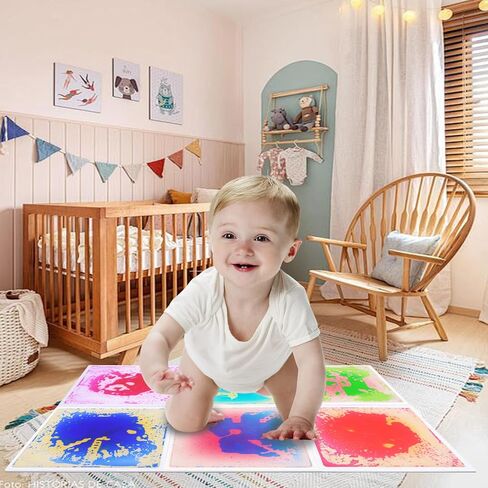 Sensory Floor Tiles Liquid: Sensory mats Textured Calming Toys Water Sensory Toys for Kids 8-12 Playroom Dance Floor Square 30 x 30 cm Colourful 4 Tiles in Saudi Arabia
